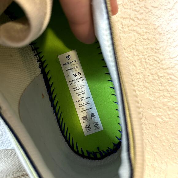 Rothy’s The Lace up Sneaker Womens Size 8 Vanilla Blue Woven Discontinued HTF - Picture 12 of 12